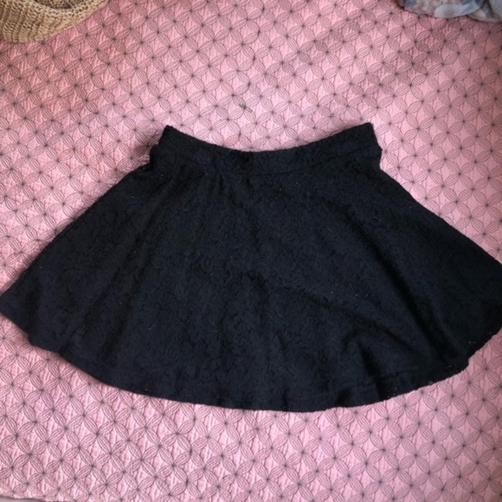 F21 black lace skater skirt